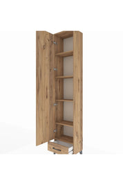 Arges Dolap 5 Raflı Tek Çekmeceli Tek Kapaklı 44x30x221 Çam-Çam