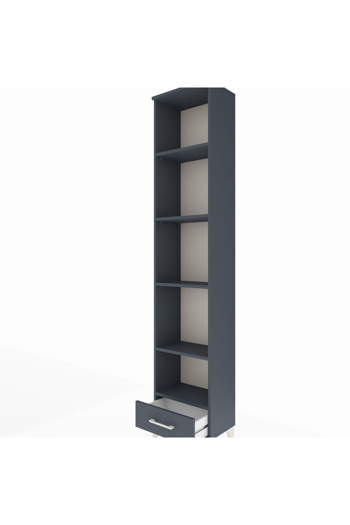 Arges Dolap 5 Raflı Tek Çekmeceli 44x30x221 Antrasit-Antrasit