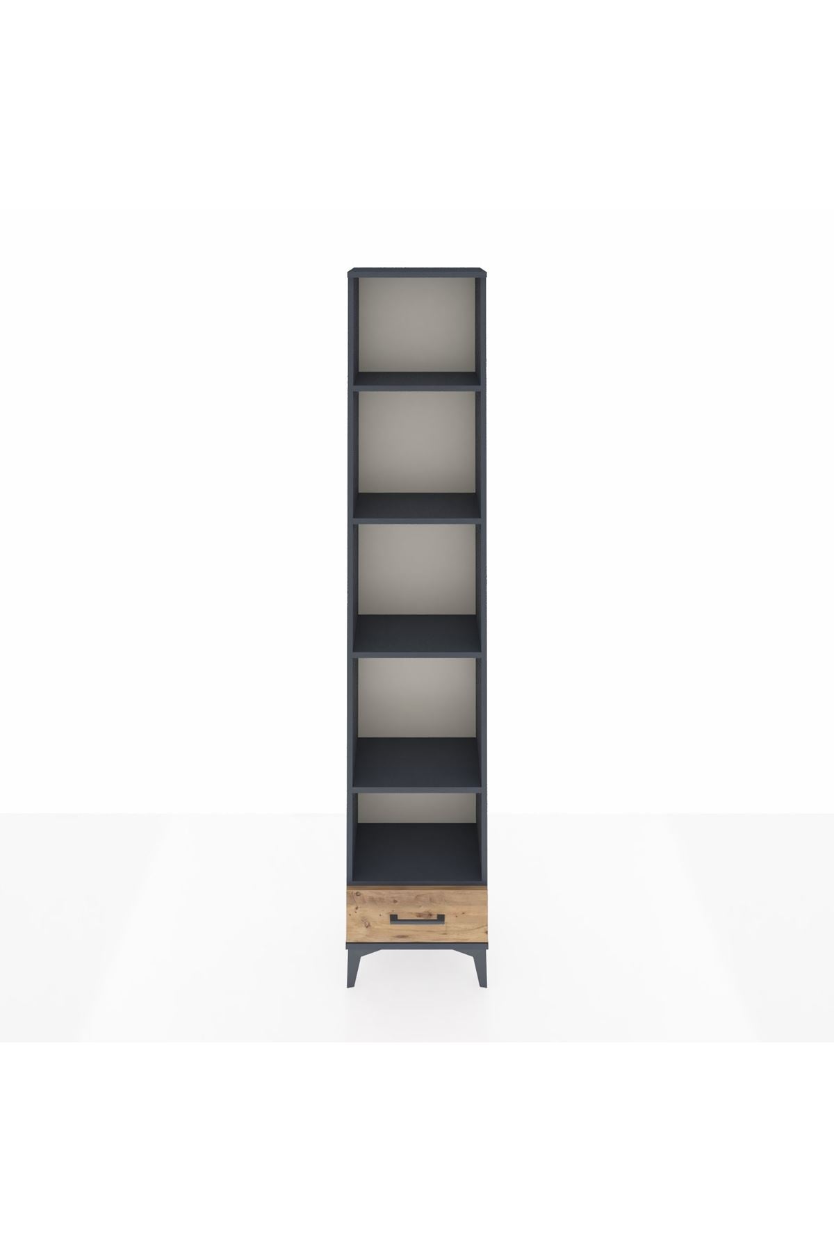 Arges Dolap 5 Raflı Tek Çekmeceli 44x30x221 Antrasit-Çam