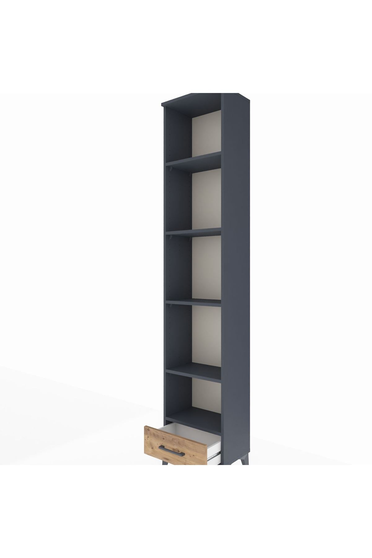 Arges Dolap 5 Raflı Tek Çekmeceli 44x30x221 Antrasit-Çam