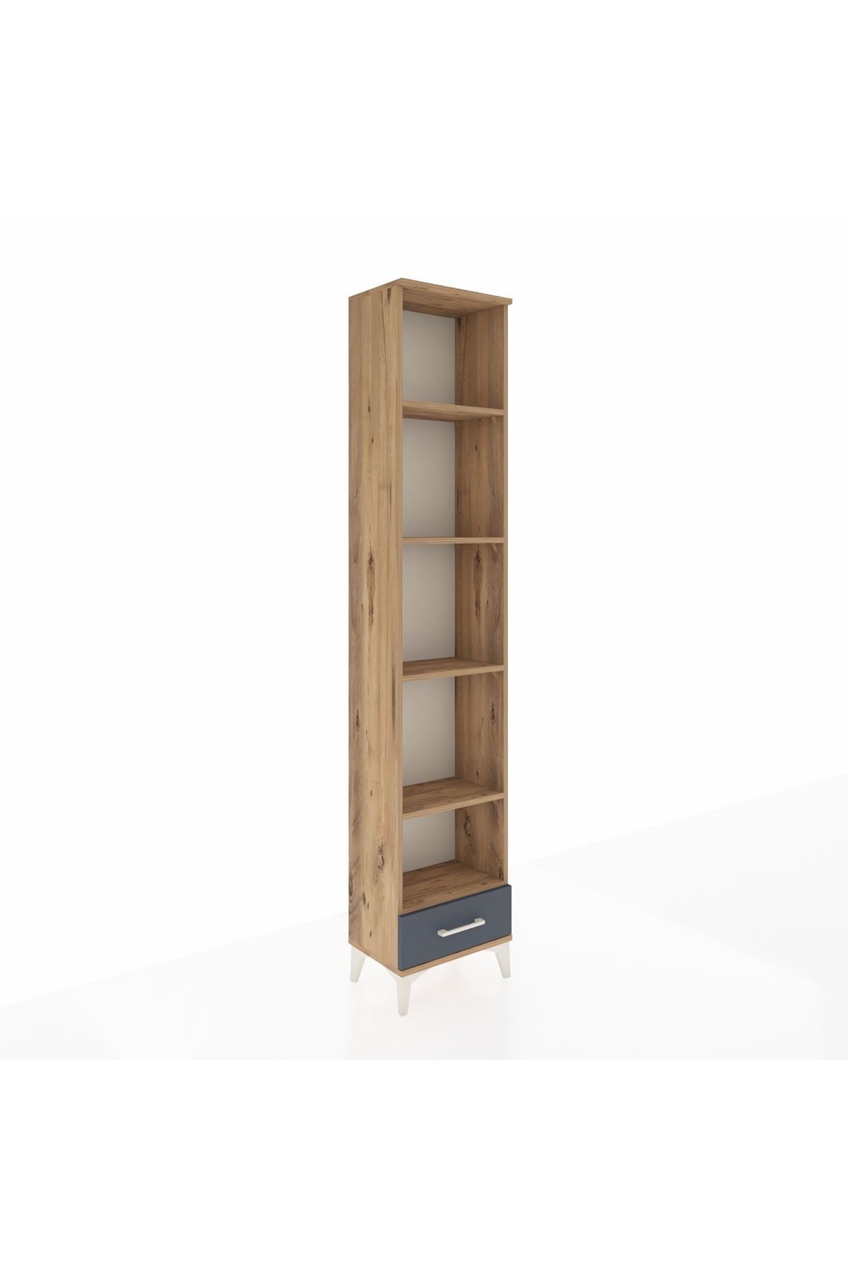 Arges Dolap 5 Raflı Tek Çekmeceli 44x30x221 Çam-Antrasit