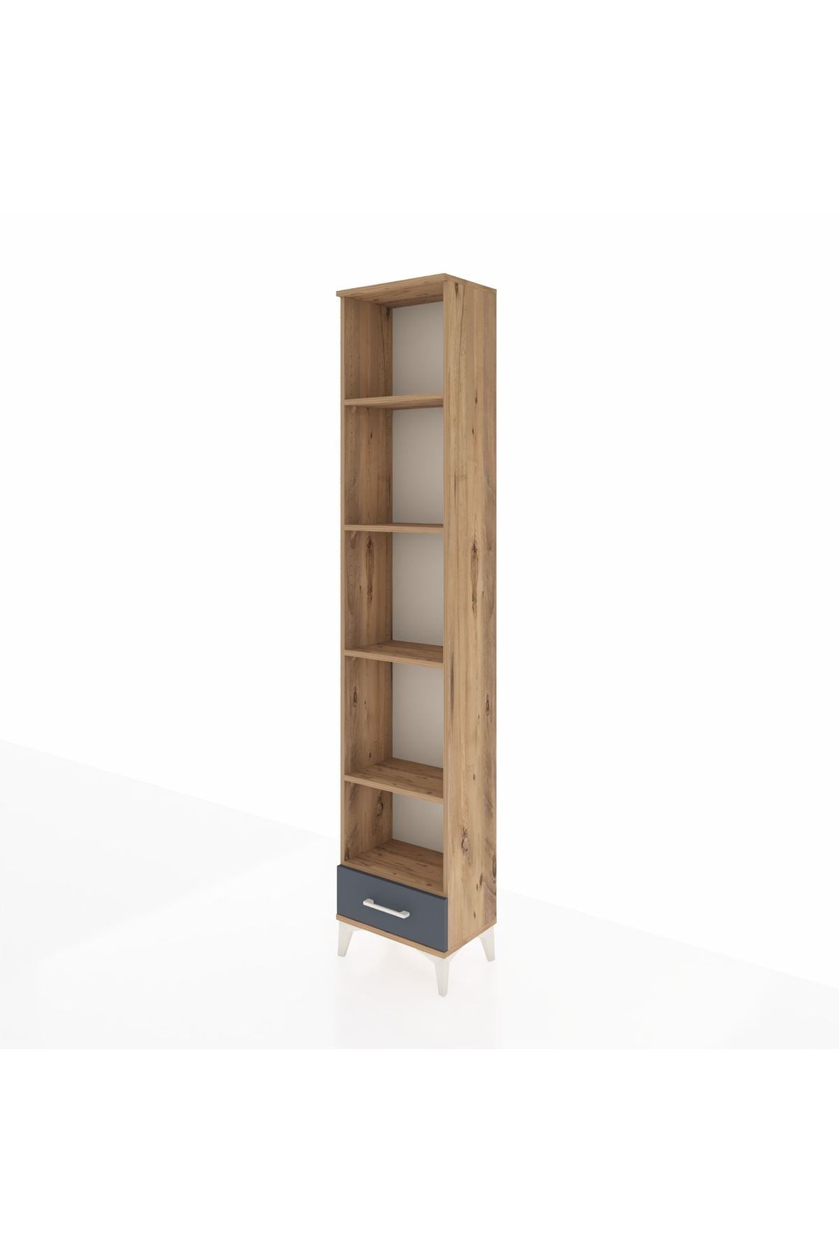 Arges Dolap 5 Raflı Tek Çekmeceli 44x30x221 Çam-Antrasit