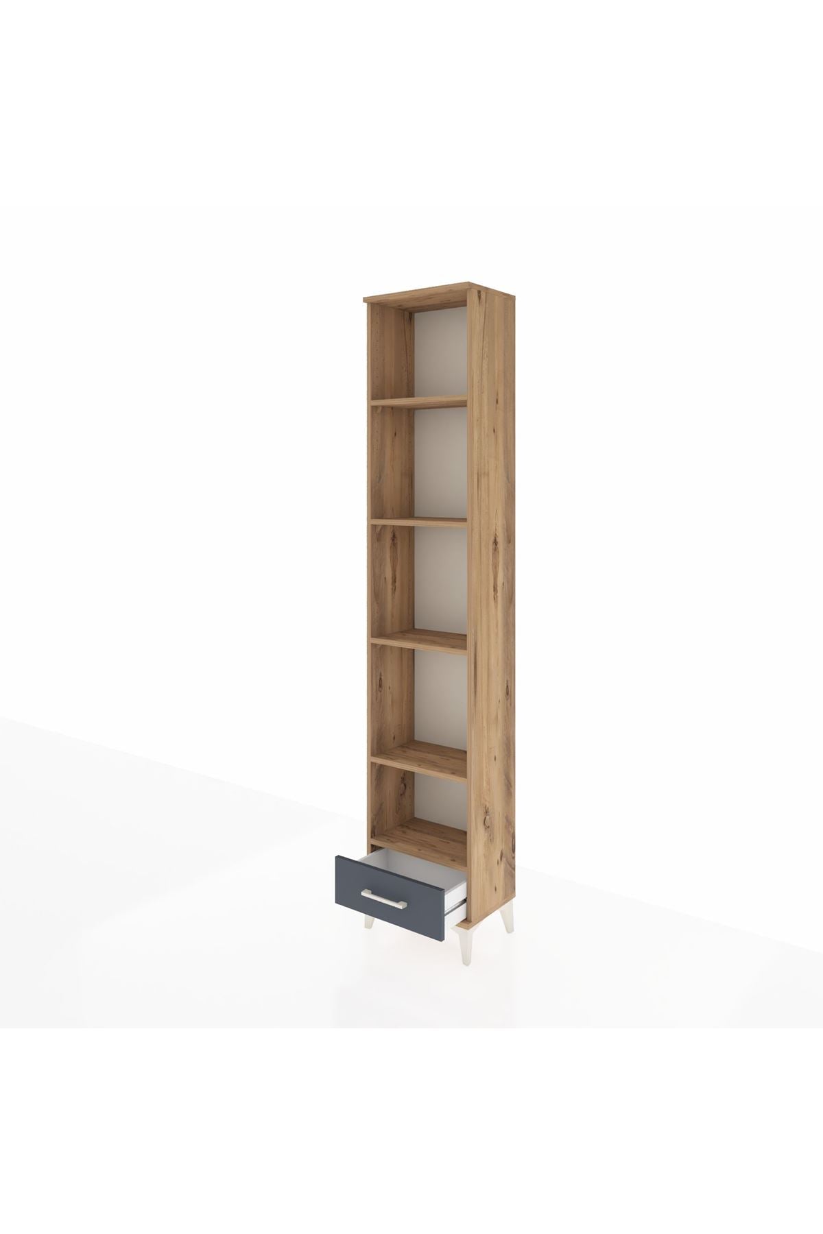 Arges Dolap 5 Raflı Tek Çekmeceli 44x30x221 Çam-Antrasit