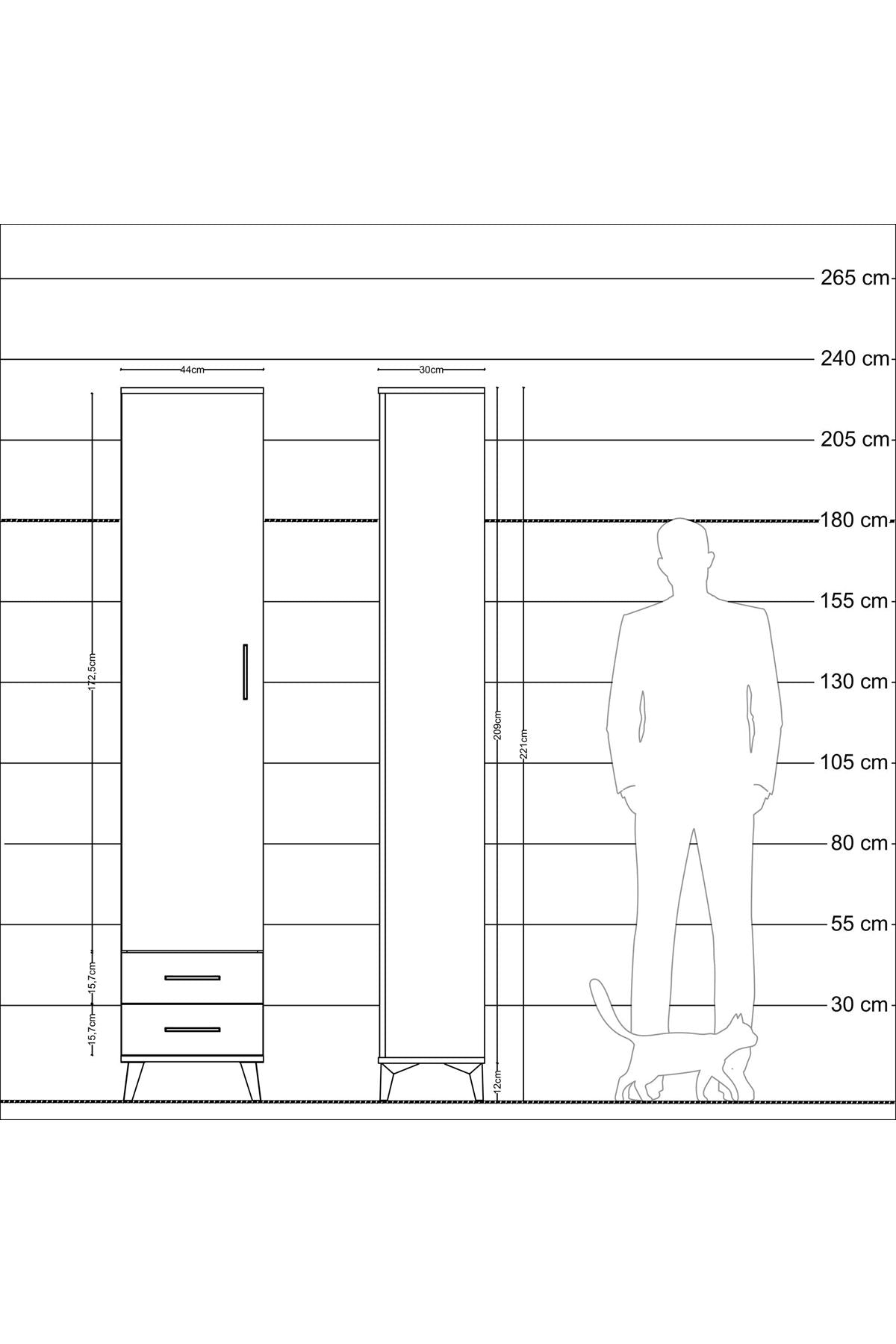 Arges Dolap 2 Raflı 2 Çekmeceli Tek Askılı 44x30x221 Aytaşı-Aytaşı