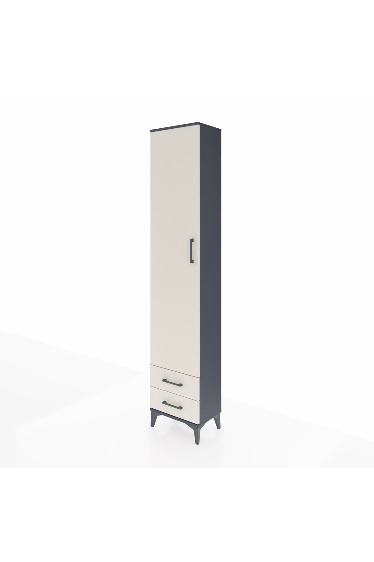 Arges Dolap 2 Raflı 2 Çekmeceli Tek Askılı 44x30x221 Antrasit-Aytaşı