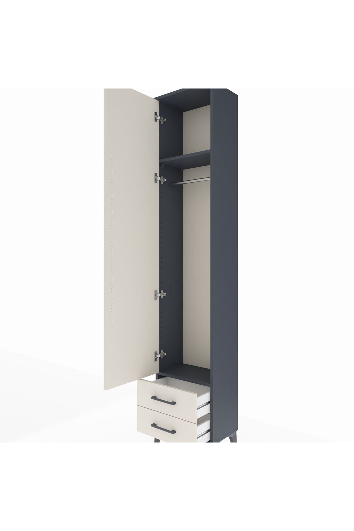 Arges Dolap 2 Raflı 2 Çekmeceli Tek Askılı 44x30x221 - S28M007V4A