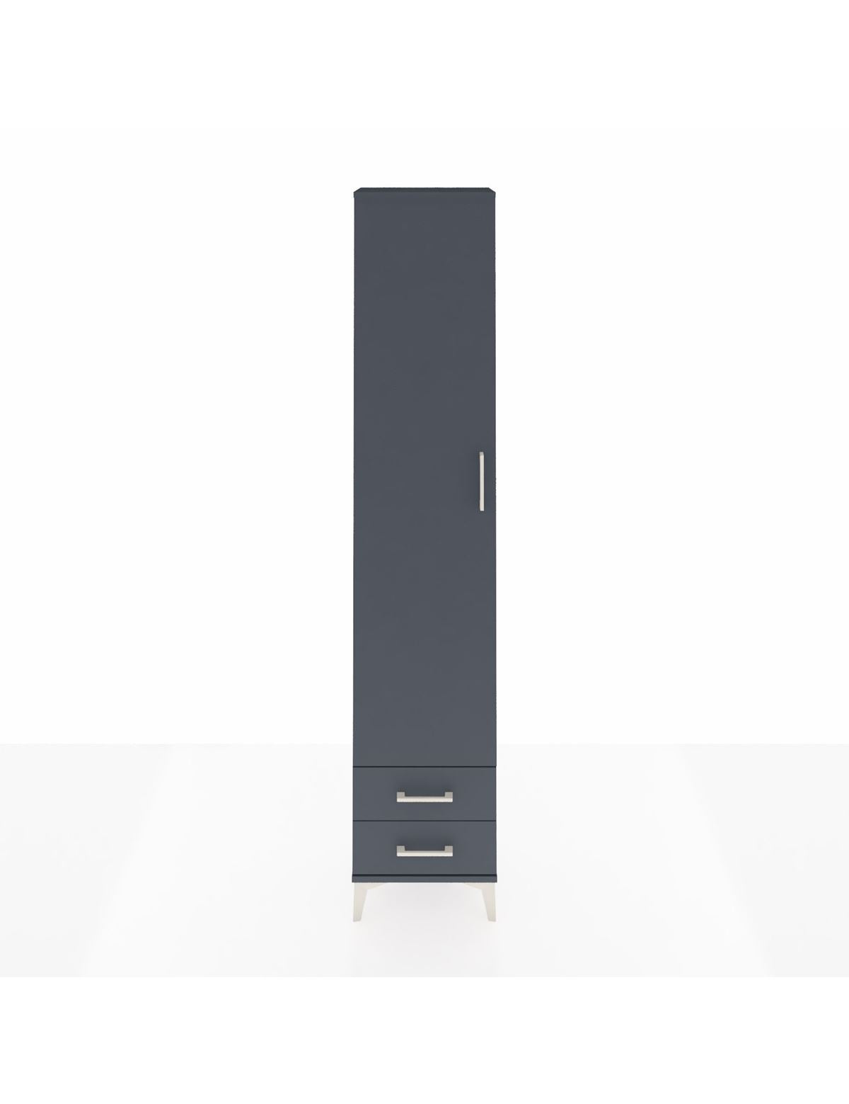 Arges Dolap 2 Raflı 2 Çekmeceli Tek Askılı 44x30x221 Antrasit-Antrasit