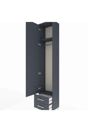 Arges Dolap 2 Raflı 2 Çekmeceli Tek Askılı 44x30x221 Antrasit-Antrasit