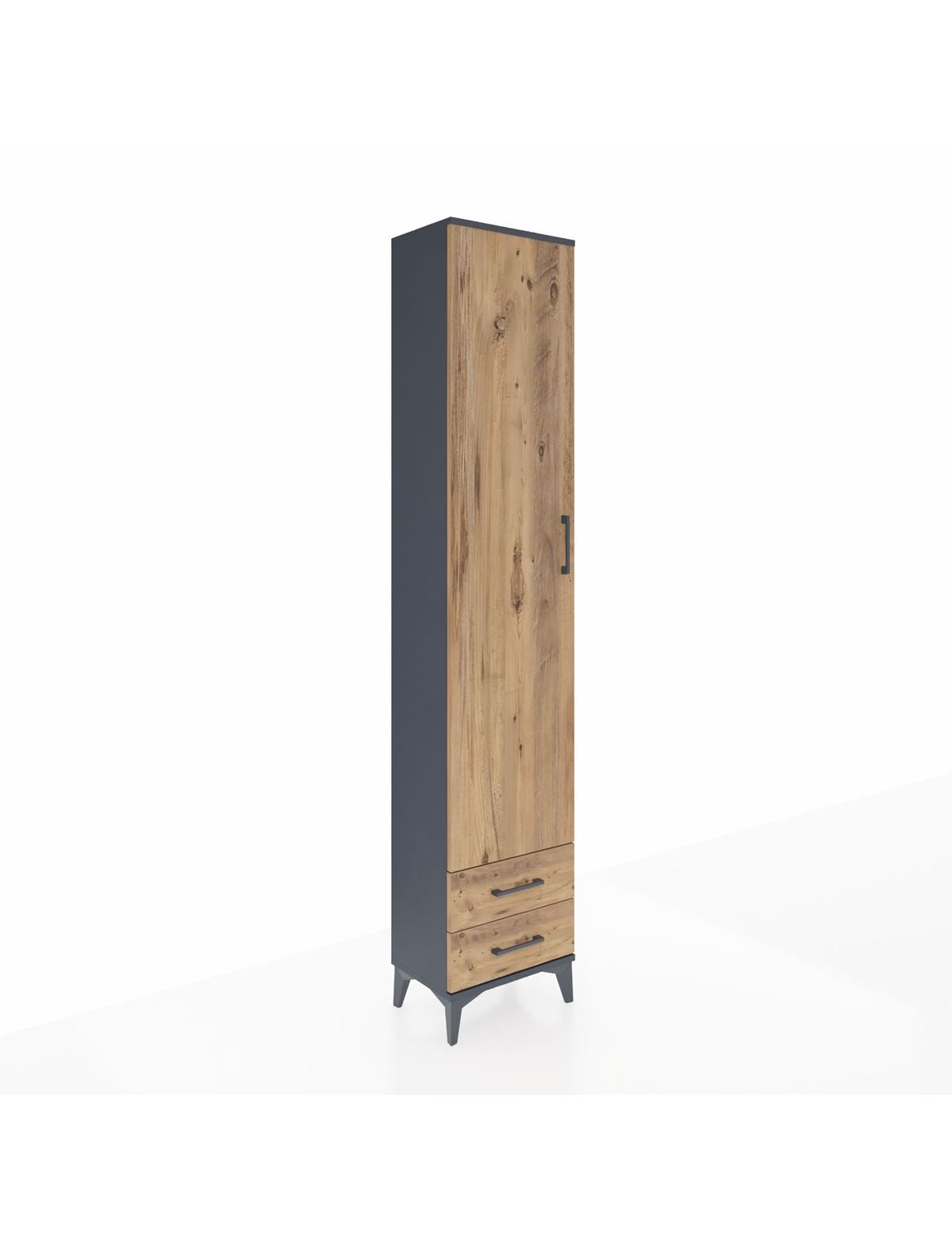 Arges Dolap 2 Raflı 2 Çekmeceli Tek Askılı 44x30x221 Antrasit-Çam