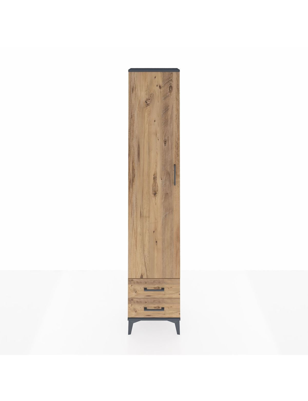 Arges Dolap 2 Raflı 2 Çekmeceli Tek Askılı 44x30x221 Antrasit-Çam