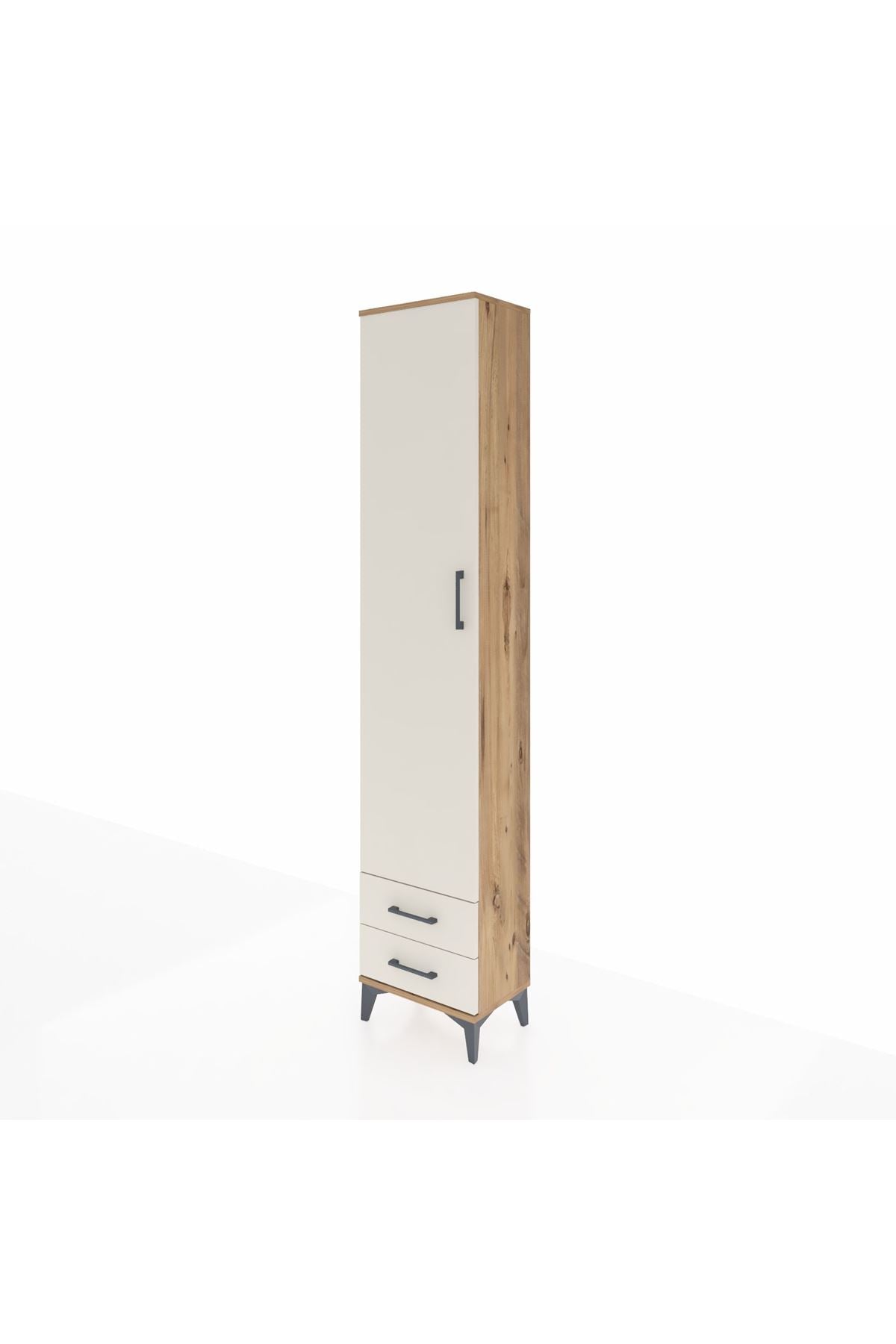 Arges Dolap 2 Raflı 2 Çekmeceli Tek Askılı 44x30x221 Çam-Aytaşı