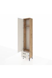 Arges Dolap 2 Raflı 2 Çekmeceli Tek Askılı 44x30x221 Çam-Aytaşı