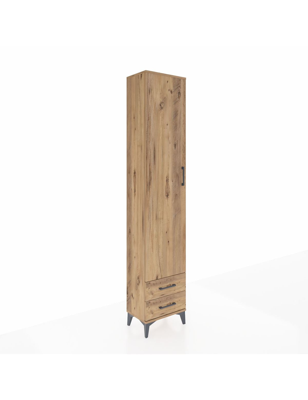 Arges Dolap 2 Raflı 2 Çekmeceli Tek Askılı 44x30x221 Çam-Çam