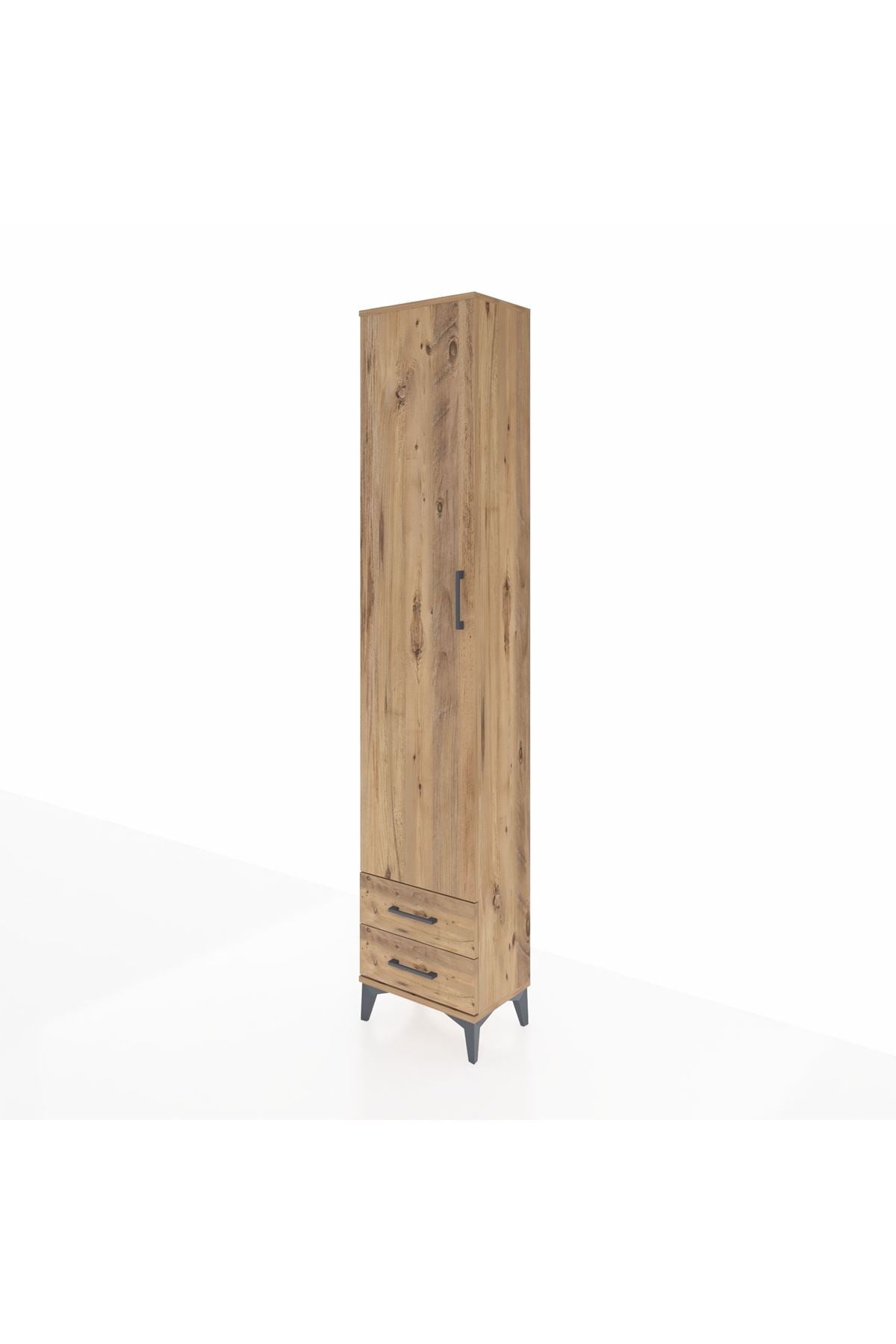 Arges Dolap 2 Raflı 2 Çekmeceli Tek Askılı 44x30x221 Çam-Çam