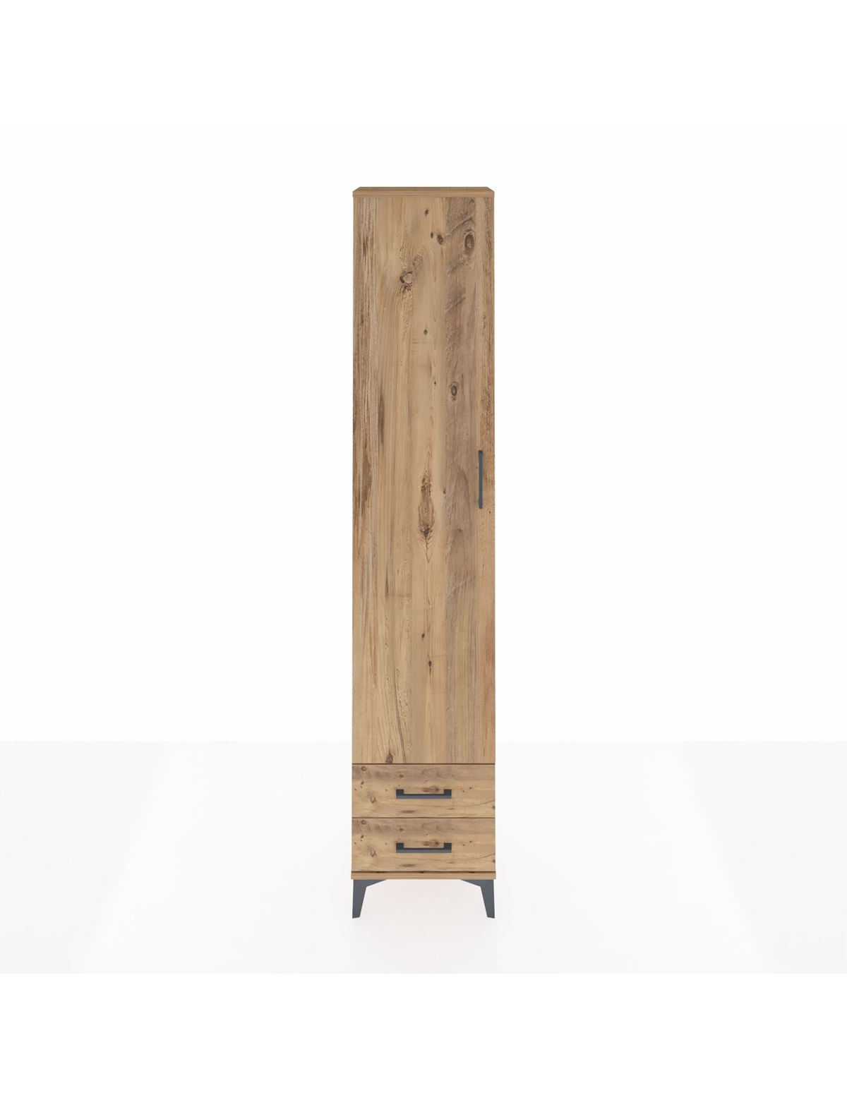 Arges Dolap 2 Raflı 2 Çekmeceli Tek Askılı 44x30x221 Çam-Çam