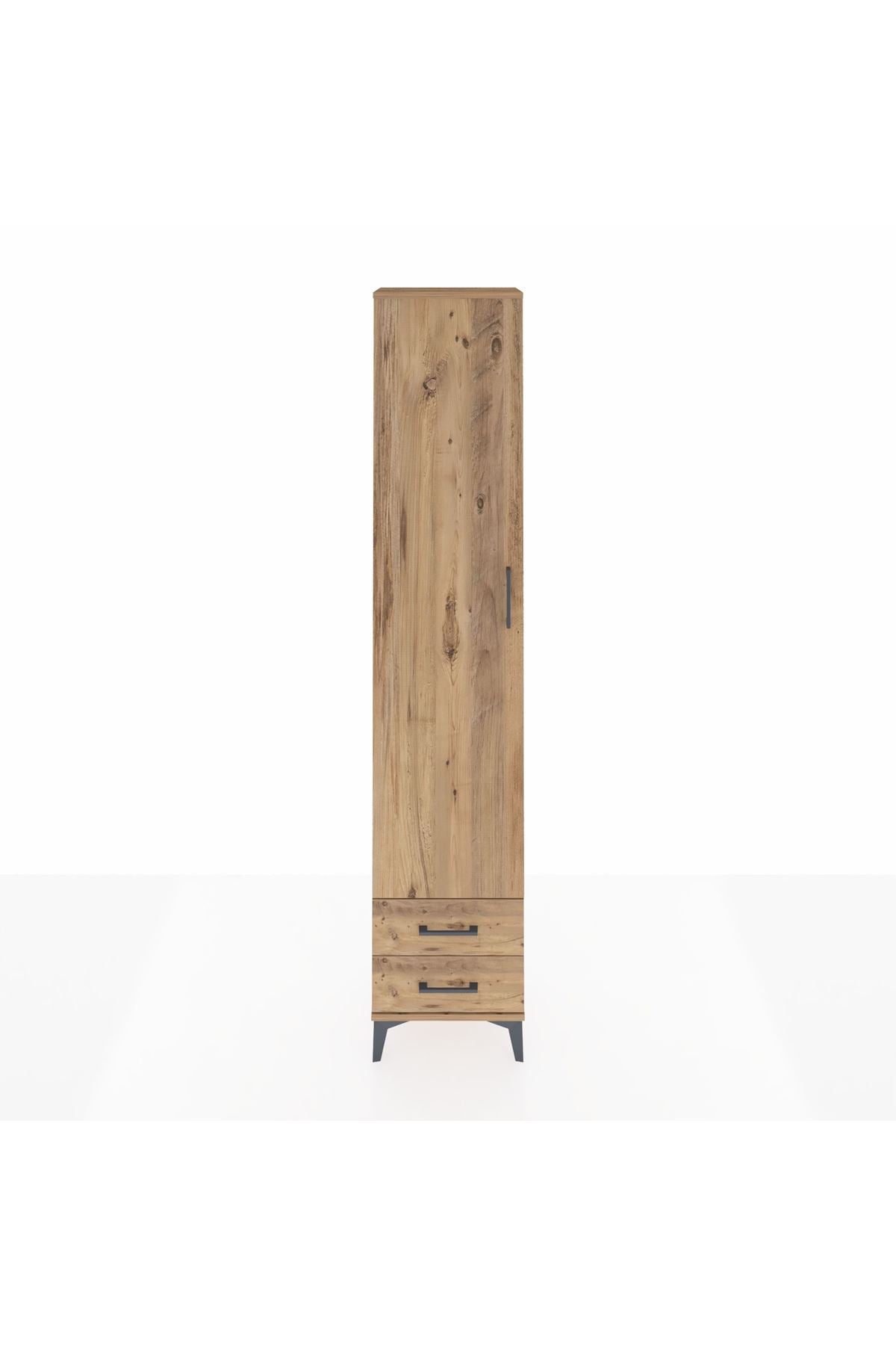 Arges Dolap 2 Raflı 2 Çekmeceli Tek Askılı 44x30x221 Çam-Çam