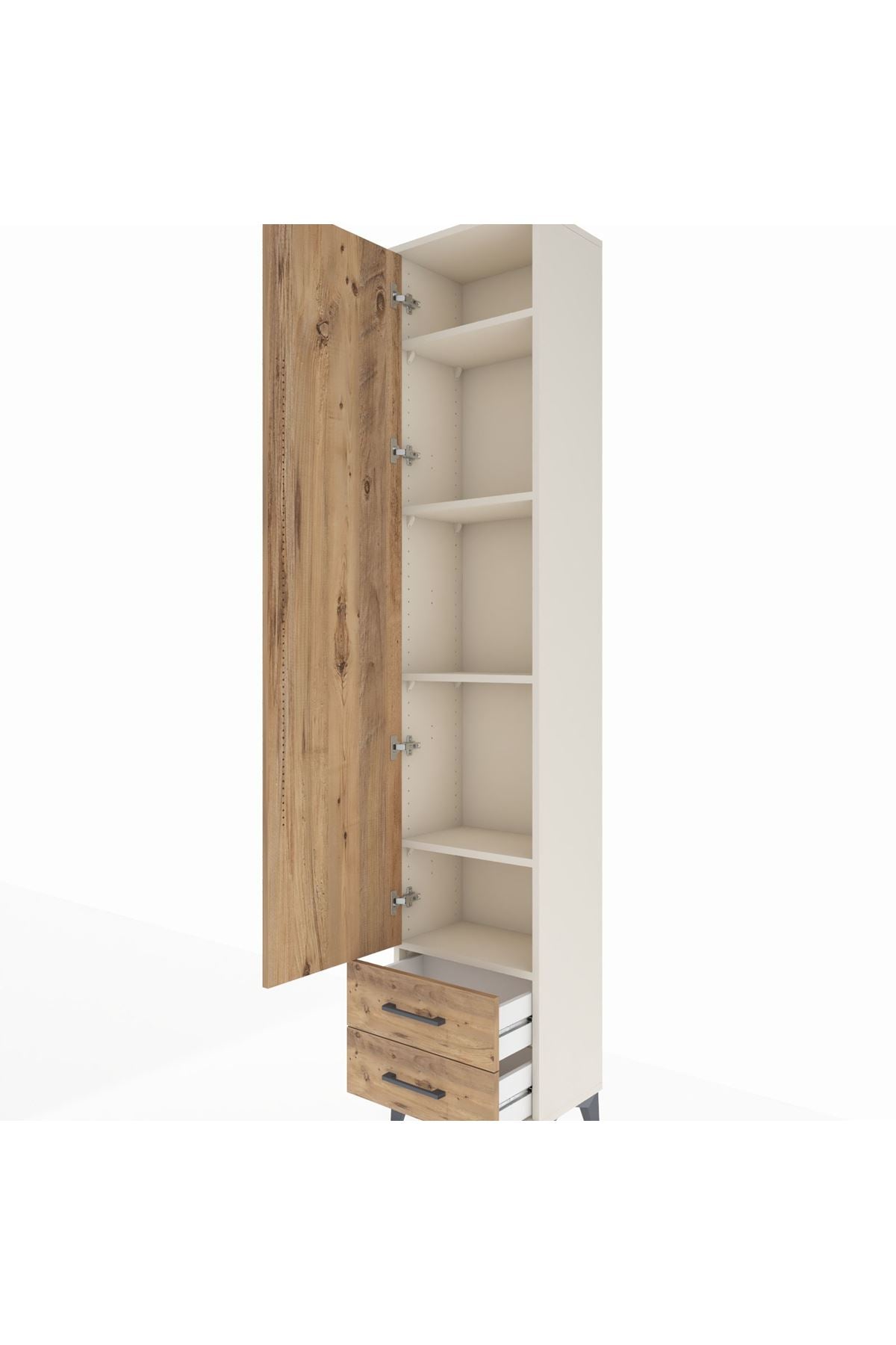 Arges Dolap 5 Raflı 2 Çekmeceli Tek Kapaklı 44x30x221 Aytaşı-Çam