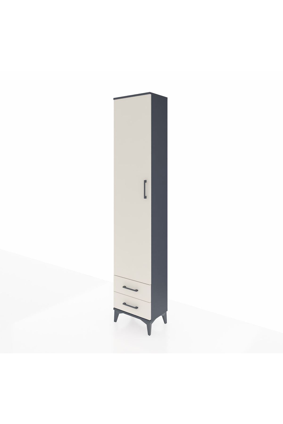 Arges Dolap 5 Raflı 2 Çekmeceli Tek Kapaklı 44x30x221 Antrasit-Aytaşı