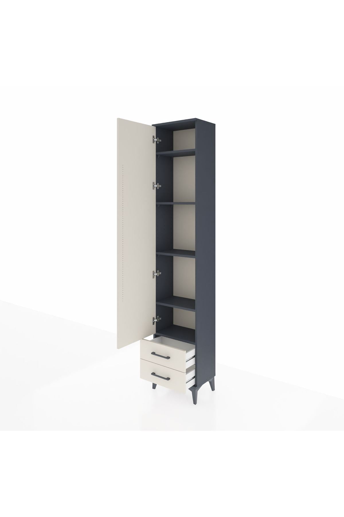 Arges Dolap 5 Raflı 2 Çekmeceli Tek Kapaklı 44x30x221 Antrasit-Aytaşı