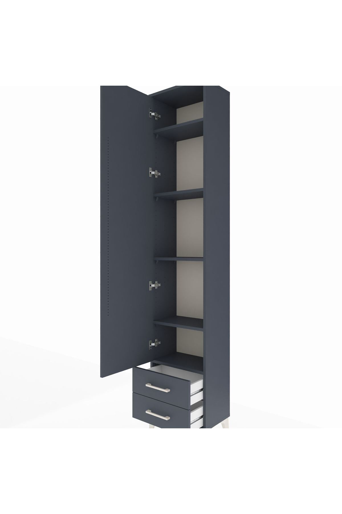 Arges Dolap 5 Raflı 2 Çekmeceli Tek Kapaklı 44x30x221 Antrasit-Antrasit