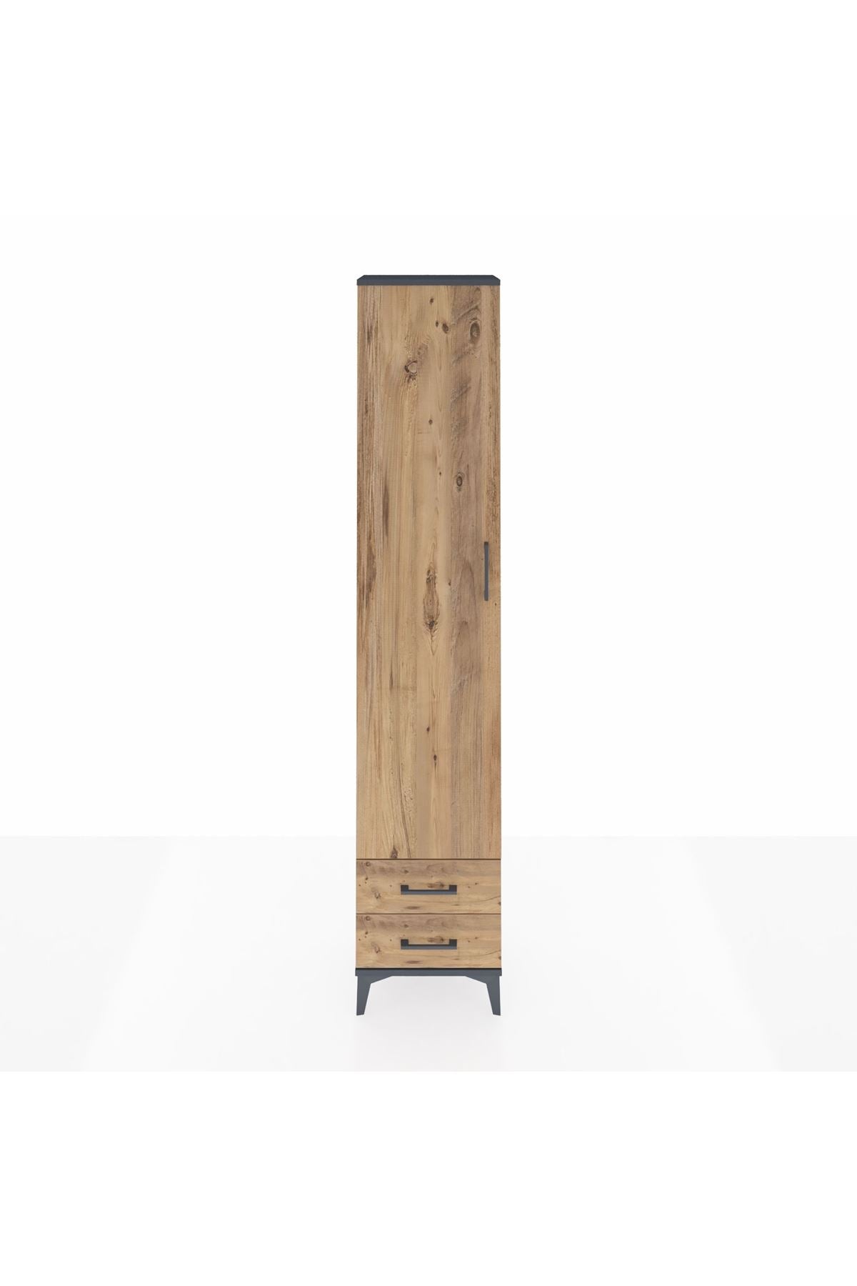 Arges Dolap 5 Raflı 2 Çekmeceli Tek Kapaklı 44x30x221 Antrasit-Çam