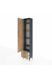 Arges Dolap 5 Raflı 2 Çekmeceli Tek Kapaklı 44x30x221 Antrasit-Çam