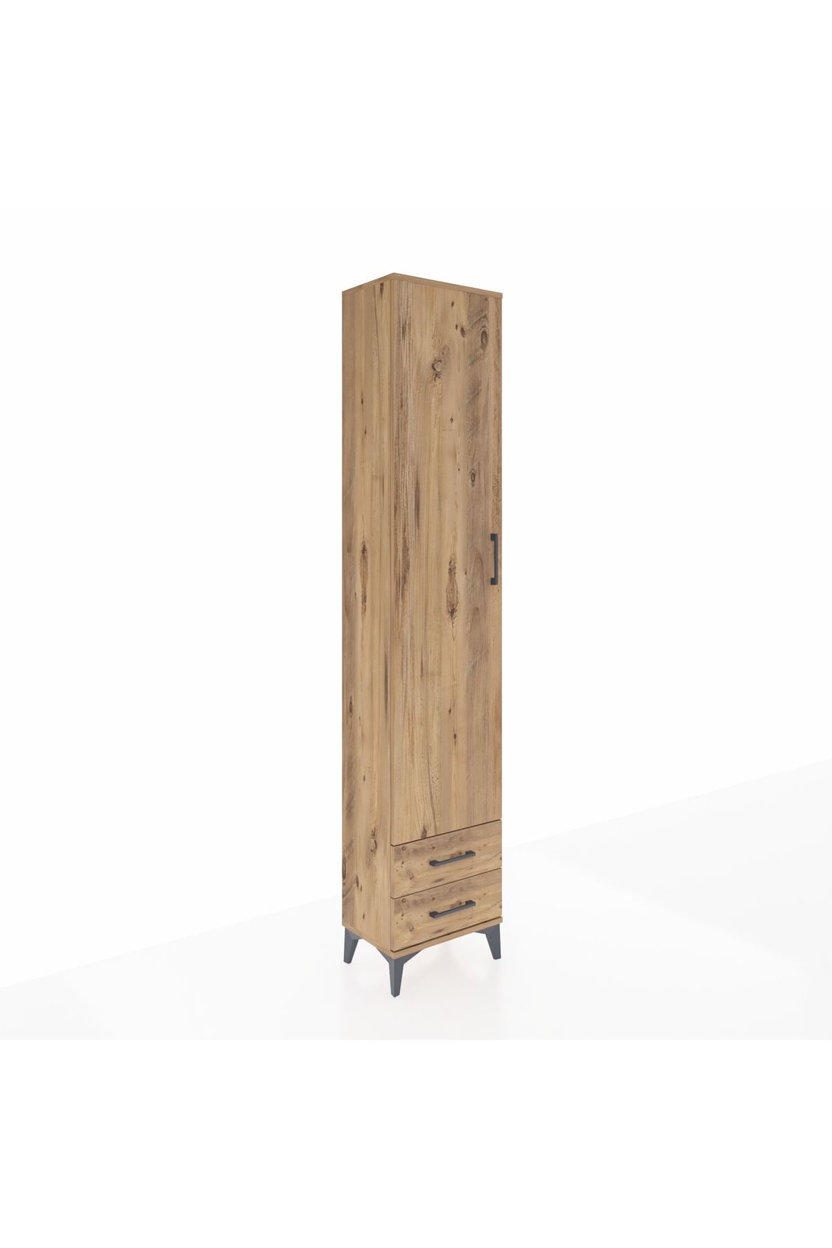 Arges Dolap 5 Raflı 2 Çekmeceli Tek Kapaklı 44x30x221 Çam-Çam