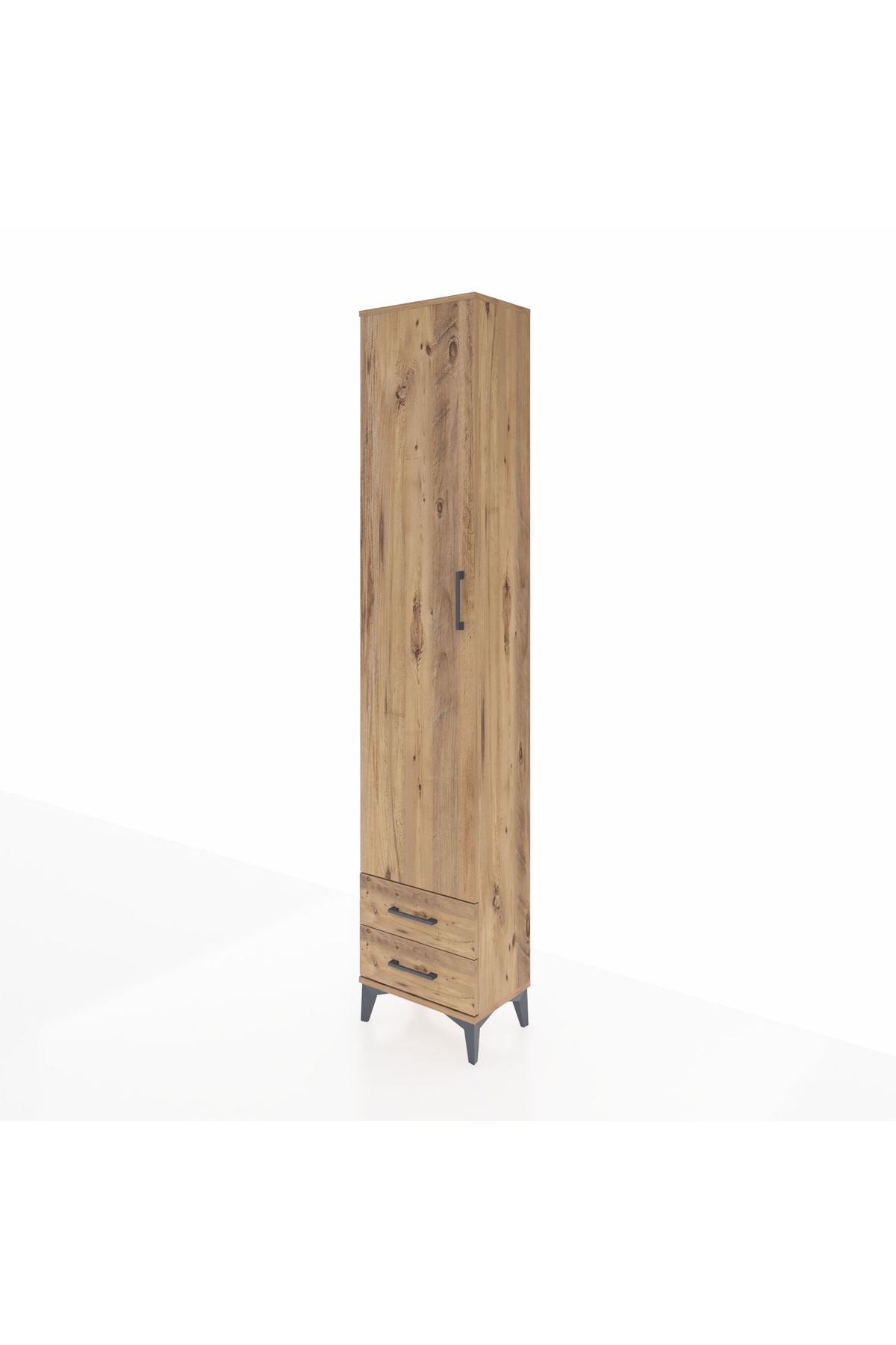 Arges Dolap 5 Raflı 2 Çekmeceli Tek Kapaklı 44x30x221 Çam-Çam