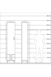 Arges Dolap 5 Raflı 2 Çekmeceli Tek Kapaklı 44x30x221 Çam-Çam
