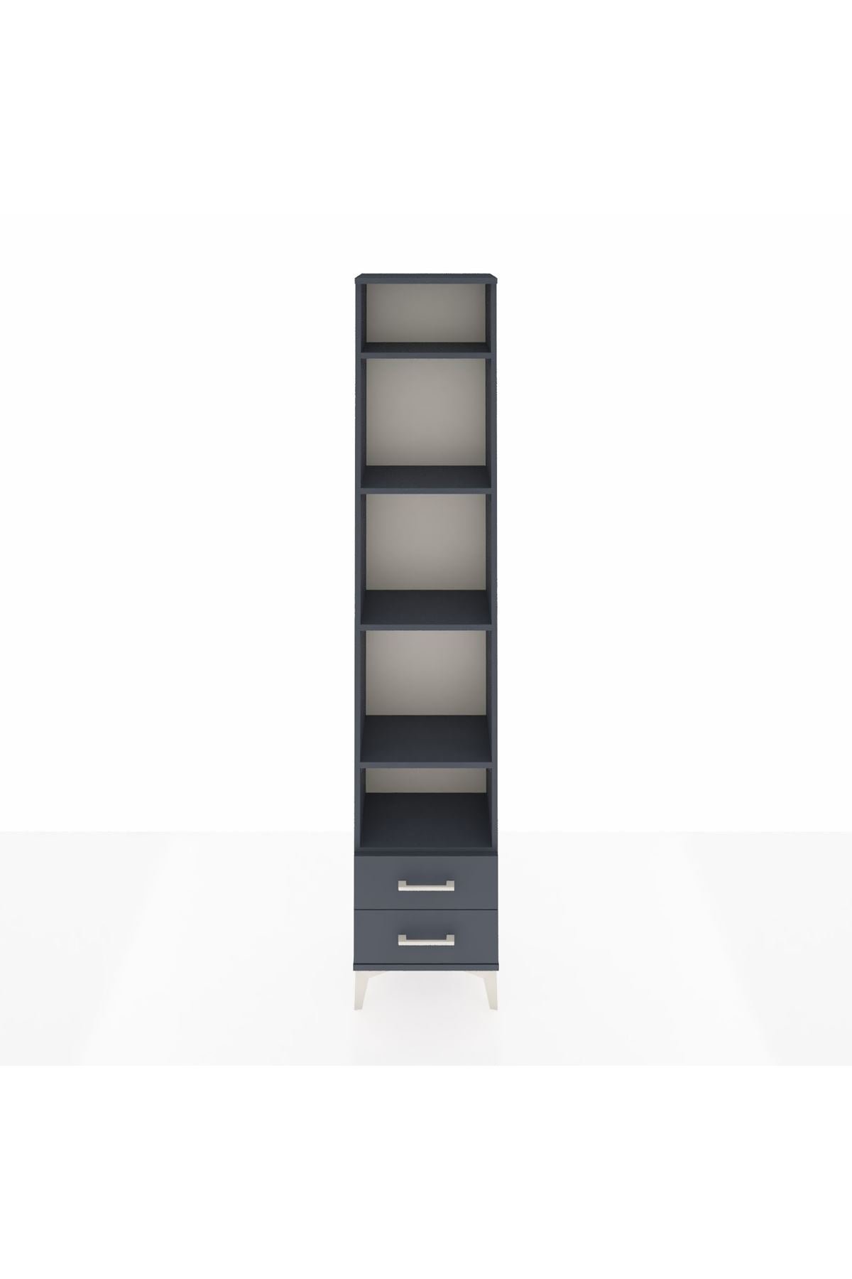 Arges Dolap 5 Raflı 2 Çekmeceli 44x30x221 Antrasit-Antrasit