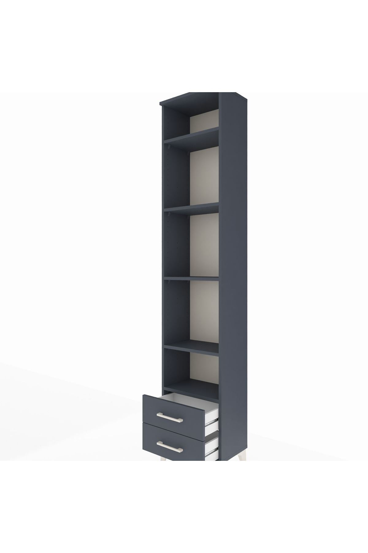 Arges Dolap 5 Raflı 2 Çekmeceli 44x30x221 Antrasit-Antrasit