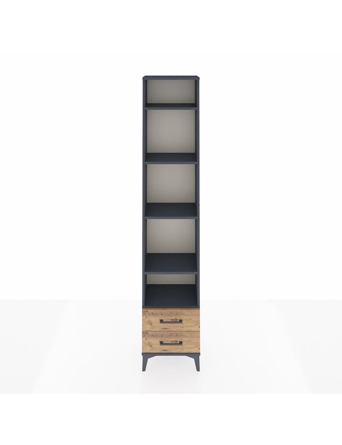 Arges Dolap 5 Raflı 2 Çekmeceli 44x30x221 Antrasit-Çam