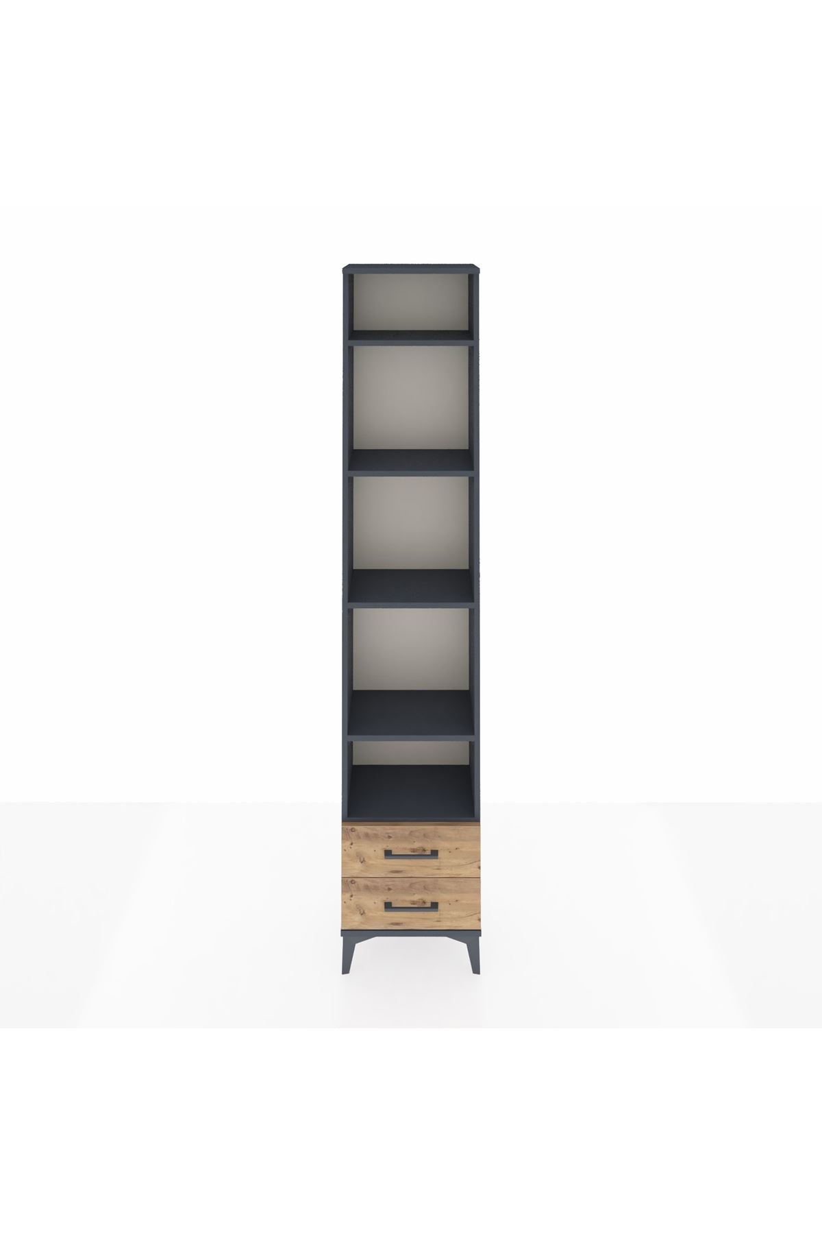 Arges Dolap 5 Raflı 2 Çekmeceli 44x30x221 Antrasit-Çam