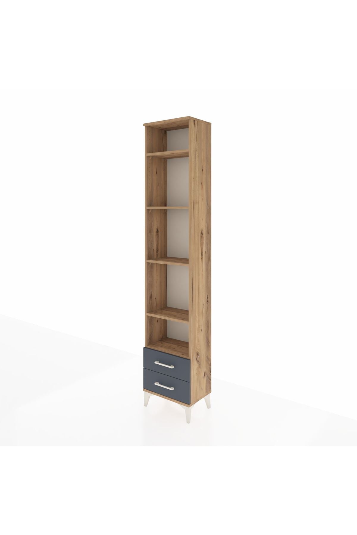 Arges Dolap 5 Raflı 2 Çekmeceli 44x30x221 Çam-Antrasit