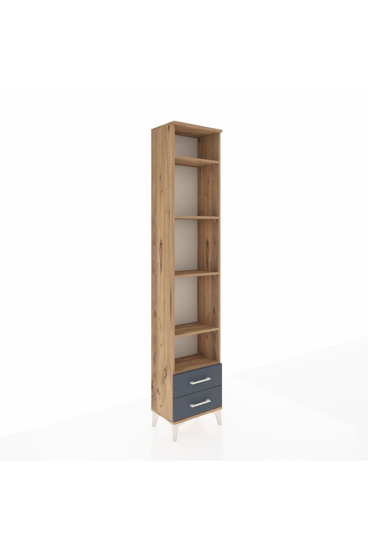 Arges Dolap 5 Raflı 2 Çekmeceli 44x30x221 Çam-Antrasit