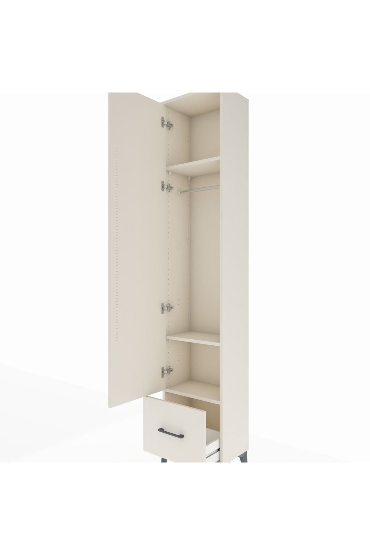 Arges Dolap 3 Raflı Tek Çekmeceli Tek Askılı 44x30x221 Aytaşı-Aytaşı