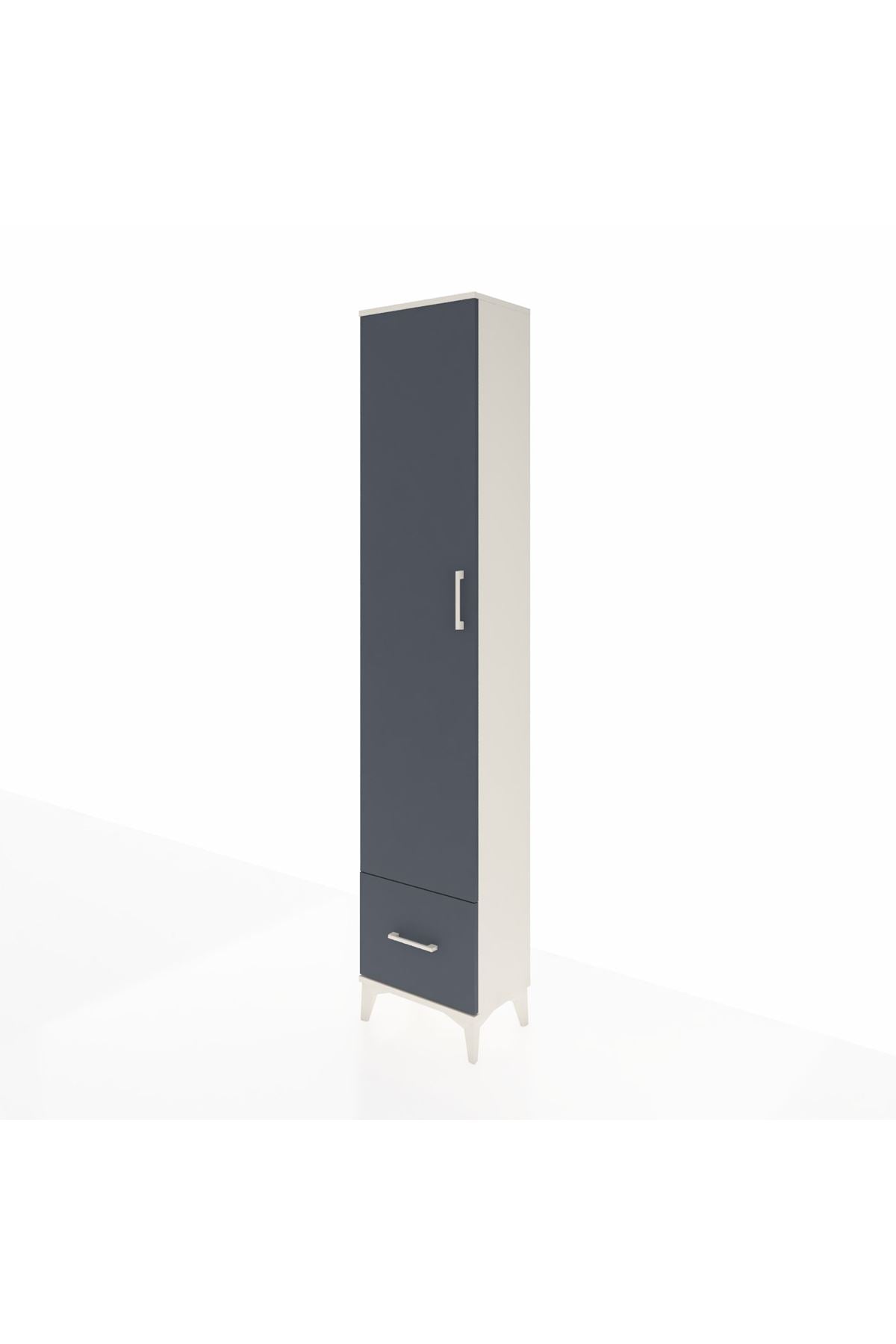 Arges Dolap 3 Raflı Tek Çekmeceli Tek Askılı 44x30x221 Aytaşı-Antrasit