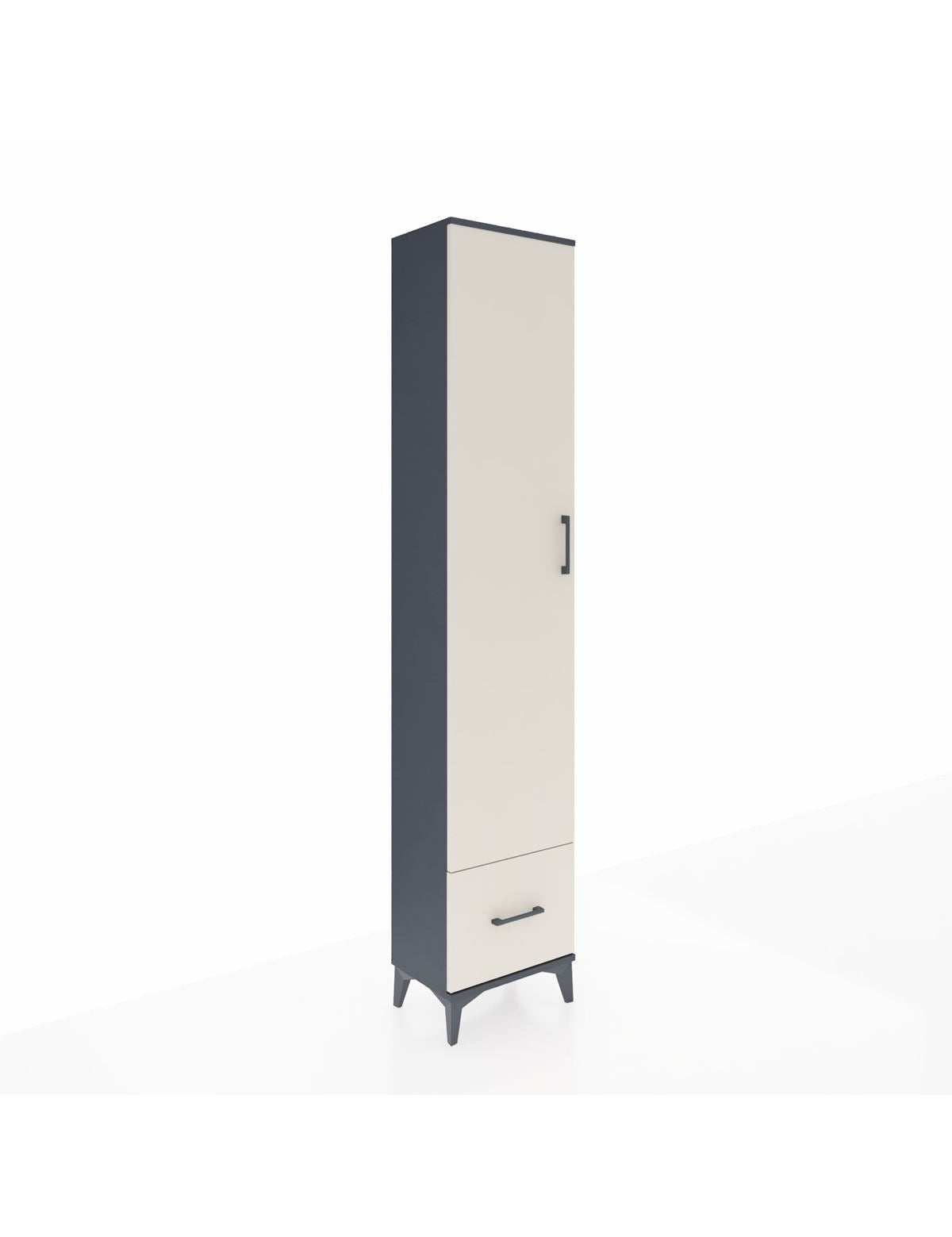 Arges Dolap 3 Raflı Tek Çekmeceli Tek Askılı 44x30x221 Antrasit-Aytaşı