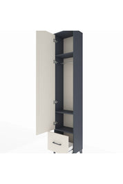 Arges Dolap 3 Raflı Tek Çekmeceli Tek Askılı 44x30x221 Antrasit-Aytaşı