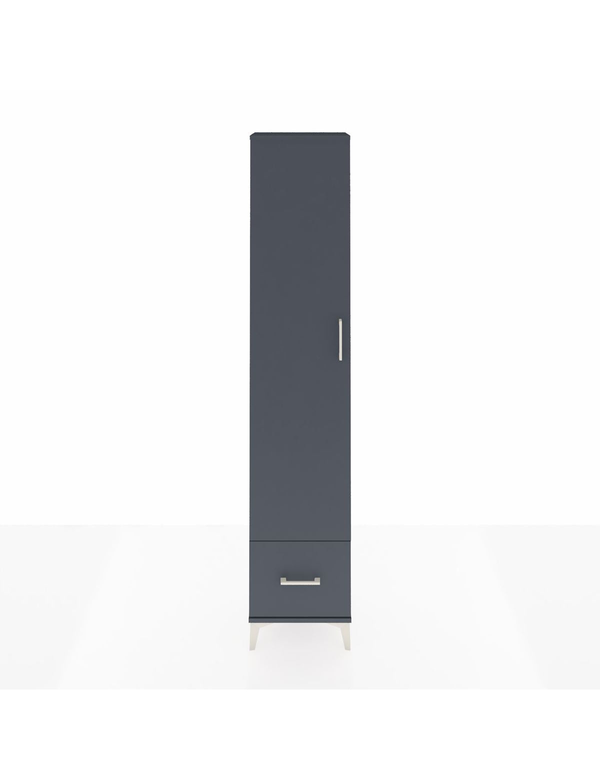 Arges Dolap 3 Raflı Tek Çekmeceli Tek Askılı 44x30x221 Antrasit-Antrasit