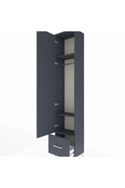 Arges Dolap 3 Raflı Tek Çekmeceli Tek Askılı 44x30x221 Antrasit-Antrasit