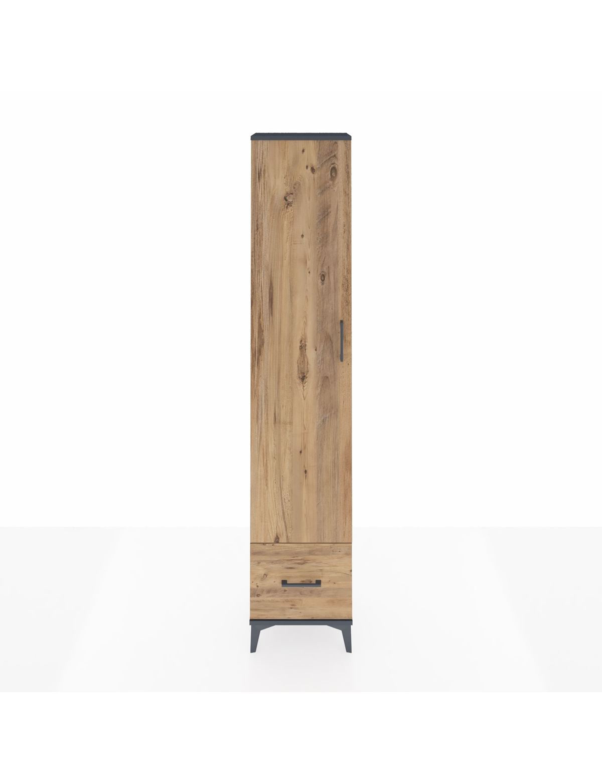 Arges Dolap 3 Raflı Tek Çekmeceli Tek Askılı 44x30x221 Antrasit-Çam