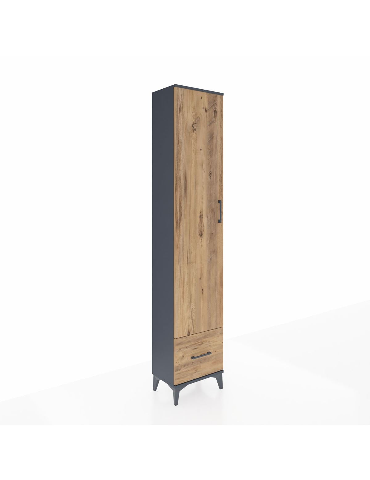 Arges Dolap 3 Raflı Tek Çekmeceli Tek Askılı 44x30x221 Antrasit-Çam