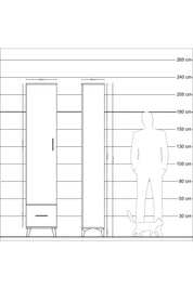 Arges Dolap 3 Raflı Tek Çekmeceli Tek Askılı 44x30x221 Antrasit-Çam