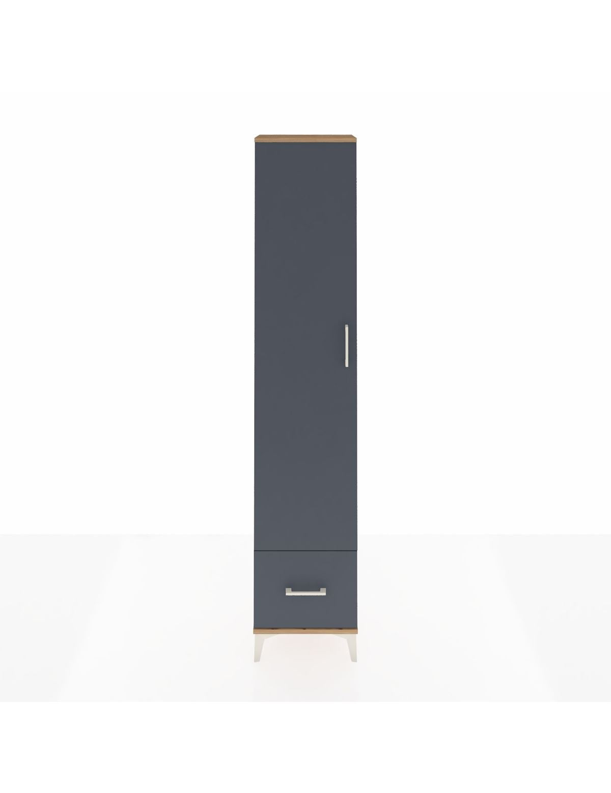 Arges Dolap 3 Raflı Tek Çekmeceli Tek Askılı 44x30x221 Çam-Antrasit