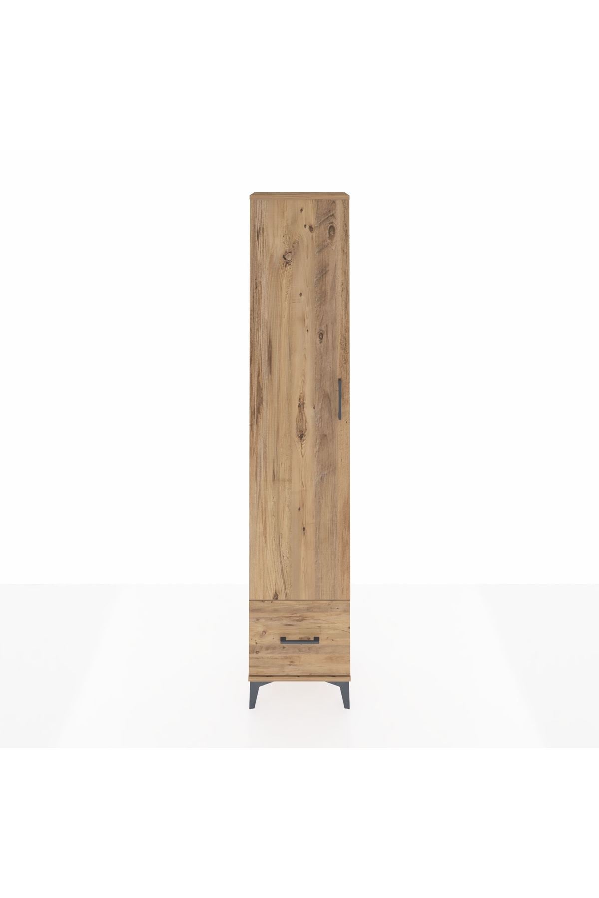 Arges Dolap 3 Raflı Tek Çekmeceli Tek Askılı 44x30x221 Çam-Çam