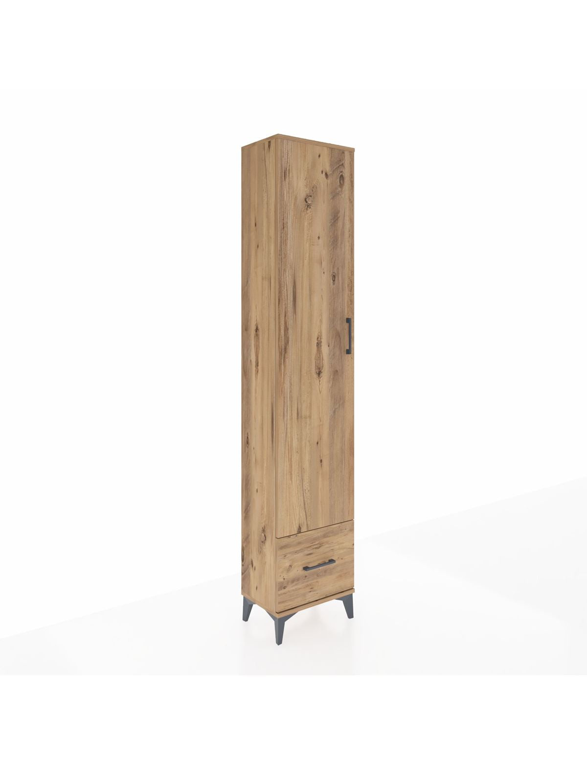 Arges Dolap 3 Raflı Tek Çekmeceli Tek Askılı 44x30x221 Çam-Çam