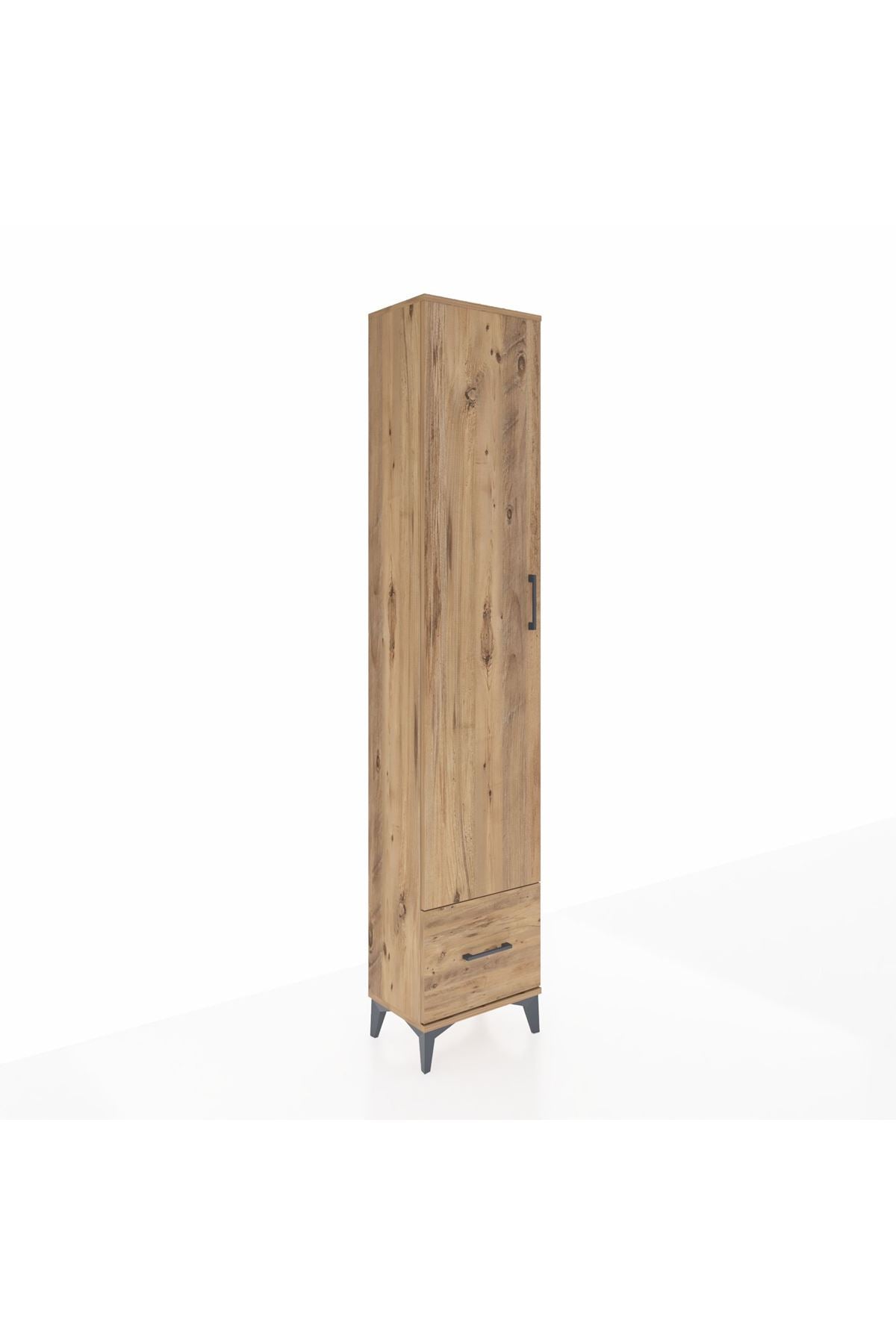 Arges Dolap 3 Raflı Tek Çekmeceli Tek Askılı 44x30x221 Çam-Çam