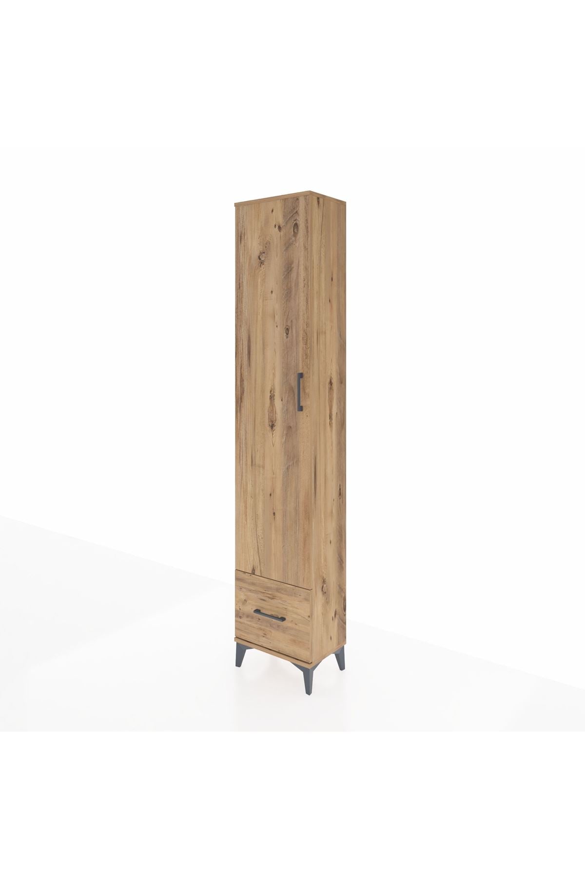 Arges Dolap 3 Raflı Tek Çekmeceli Tek Askılı 44x30x221 Çam-Çam