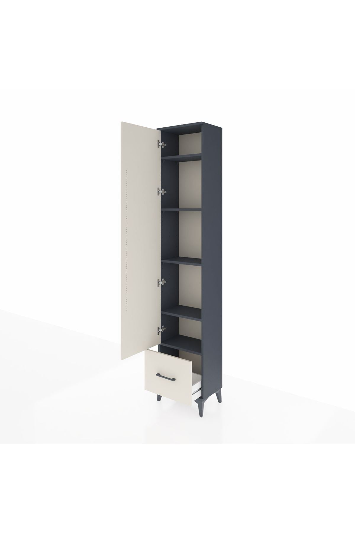 Arges Dolap 5 Raflı Tek Çekmeceli Tek Kapaklı 44x30x221 Antrasit-Aytaşı
